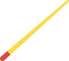 Simple illustration of a single matchstick lying diagonally with a red flammable tip on a white background, representing concepts of fire, ignition, and potential energy vector