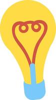 Light bulb with heart shaped filament glowing with a warm yellow light, representing the connection between love and bright ideas, innovation, and passion in creative projects vector