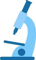 Light blue microscope standing on a table, ready for scientific research and analysis in a laboratory setting, promoting advancements in healthcare and scientific discovery vector