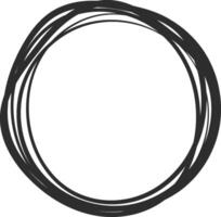 Multiple overlapping circular lines create an organic and imperfect hand drawn circle, forming a frame with empty space in the center, ideal for adding text or other elements vector