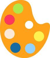 Orange artist's palette displays an array of colorful paint dabs, creating a vibrant and inspiring composition that evokes creativity and artistic expression vector