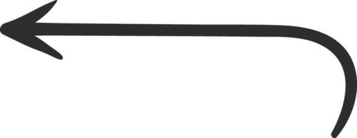 Simple, black, hand drawn arrow pointing left, featuring a gracefully curved line. Perfectly suited for enhancing various design projects and presentations with a touch of creativity vector