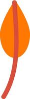 Simple cartoon illustration featuring an orange leaf with a gently curved stem, capturing the essence of fall and the beautiful transformation of colors in nature vector