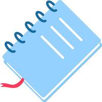 Light blue notepad featuring a red bookmark and spiral binding, displaying three blank lines, perfect for note taking, planning, or journaling activities. Ideal for students and professionals vector