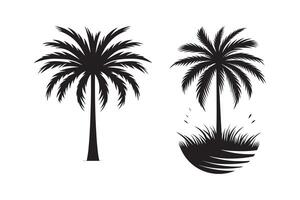 minimalist silhouette of palm tree vector