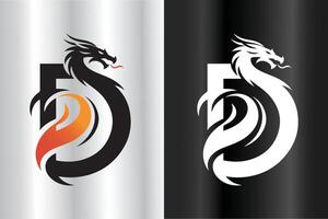 Dragon in D shape vector