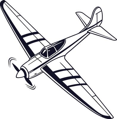 Antique Airplane Propeller Silhouette Design