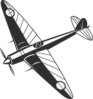 Black and White Vintage Airplane Silhouette