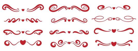 Text divider with heart romantic set vector