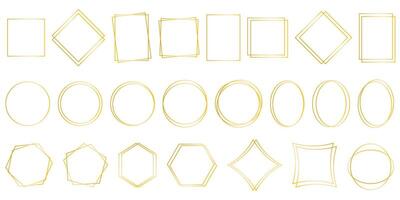 Golden simple geometric frames set vector