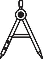 Drawing compass with adjustable legs ending with sharp points, essential tool for precise measurements and creating circles and arcs in technical drawing, geometry, and mathematics vector
