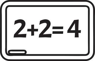Simple math equation written with chalk on a blackboard showing two plus two equals four, representing basic arithmetic and elementary education vector