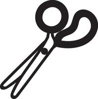 Open black scissors featuring offset handles and a screw connecting the blades, poised for cutting on a clean white background, ideal for various crafting tasks and activities vector