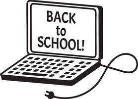 Back to school message on a laptop screen, representing the integration of technology and education in modern learning environments vector