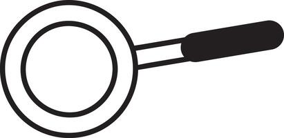 Simple black and white illustration of a frying pan with a black handle, isolated on a white background, ideal for cooking and kitchen concepts vector