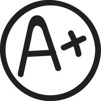 Hand drawn design featuring an A plus grade enclosed in a circle, representing outstanding achievement and academic excellence in education and student performance vector