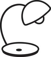 Minimalist line art depicting a stylish desk lamp with a curved arm and circular base, emitting a focused beam of light, perfect for enhancing productivity in a workspace vector