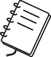 Simple and elegant spiral notebook featuring a bookmark ribbon and lined pages, perfect for note taking, journaling, sketching, and capturing creative ideas and thoughts vector