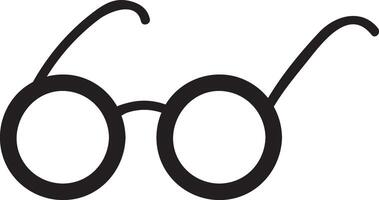 Simple black and white illustration of round glasses, symbolizing vision, intelligence, and knowledge, suitable for various projects related to education, reading, and eyesight vector