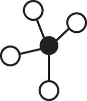 Simple network icon connecting four circles, symbolizing data exchange, information flow, and interconnected systems in a clean and minimalist design vector