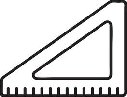 Simple black and white line drawing of a triangular ruler with a scale, useful for measuring lengths and angles in geometry, technical drawing, and architecture vector
