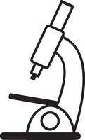 Black and white drawing showcasing a microscope analyzing a sample in a laboratory setting, perfectly representing the realms of scientific research and discovery in biology and medicine vector