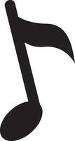 Simple black silhouette of an eighth note, embodying musical concepts like rhythm, tempo, and melody, set against a clean white background for striking contrast vector