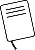Bookmark ribbon resting on a minimalist notepad sketch, featuring lines of text that symbolize knowledge, information, and organization in a clean, simple design vector