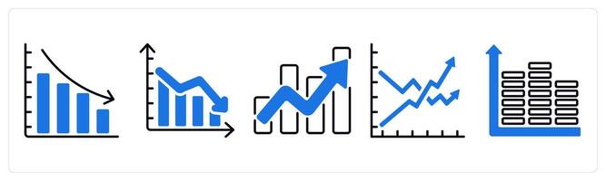 Set of 5 Diagram icons as loss, growth statistics vector