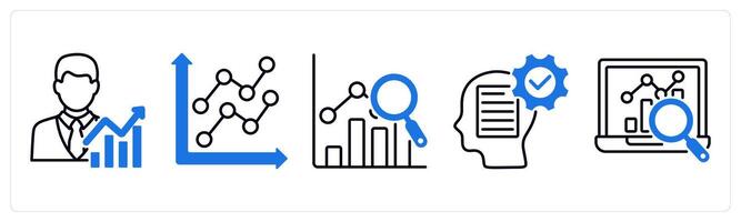 Set of 5 Diagram icons as statistician, statistic, forecasting vector