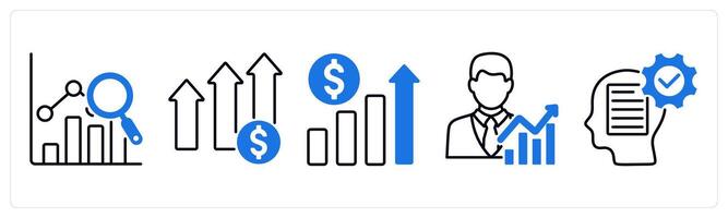 Set of 5 Diagram icons as forecasting, profit growth, revenue growth vector