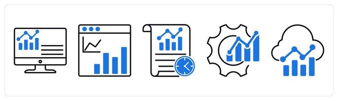 Set of 5 Diagram icons as dashboard, web statistics, scheduler report vector