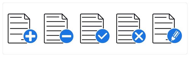 Set of 5 Files icons as new file, remove file, accept file vector