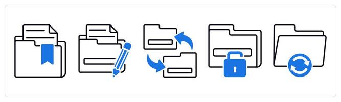 Set of 5 Files icons as important folder, edit folder, exchange files vector