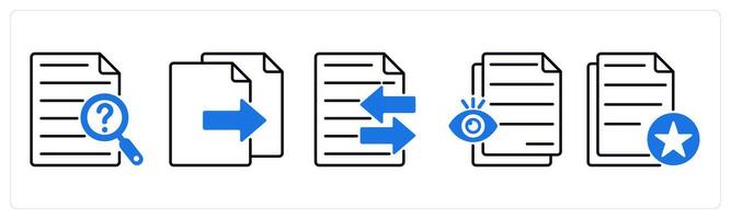 Set of 5 Files icons as missing file, copy file, file transfer vector