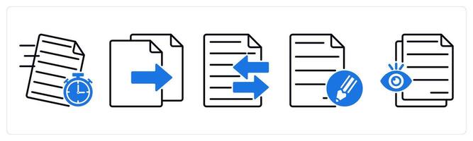 Set of 5 Files icons as fast document, copy file, file transfer vector