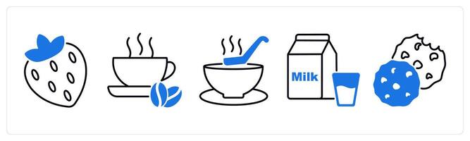 Set of 5 Food and Drink icons as strawberry, coffee, soup vector