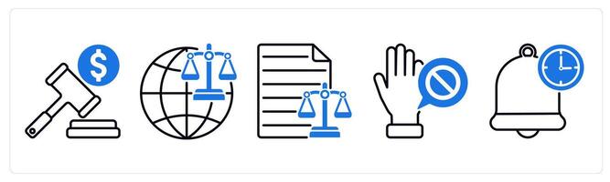 Set of 5 GDPR icons as gdpr file, universal law, balance sheet vector