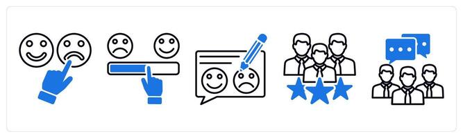 Set of 5 Survey and Rating icons as bad feedback, satisfaction scale, feedback vector