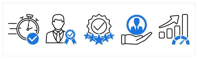 Set of 5 Survey and Rating icons as quick response, credibility verification, rating check vector
