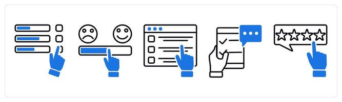 Set of 5 Survey and Rating icons as poll, satisfaction scale, web survey vector