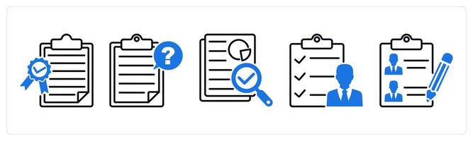 Set of 5 Survey and Rating icons as quality certificate, questionnaire, audit vector