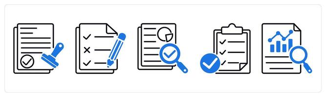 Set of 5 Survey and Rating icons as verified approval, to do list, audit vector