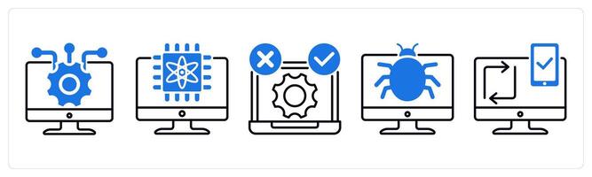 Set of 5 Technology icons as information technology, quantum computing, tdd vector