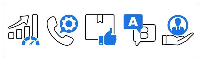 Set of 5 Survey and Rating icons as performance, call service, best product vector