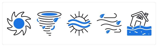 Set of 5 Weather icons as hurricane, tornado, haze vector