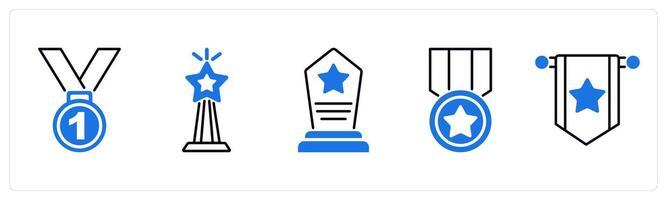 Set of 5 Award icons as medal, trophy, award vector