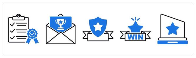 Set of 5 Award icons as qualified, award invitation, award vector