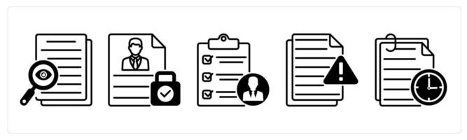 Set of 5 GDPR icons in black color as transparency, personal data, privacy impact assessment vector