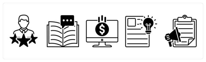 Set of 5 Influencer icons in black color as celebrity, story telling, monetization vector